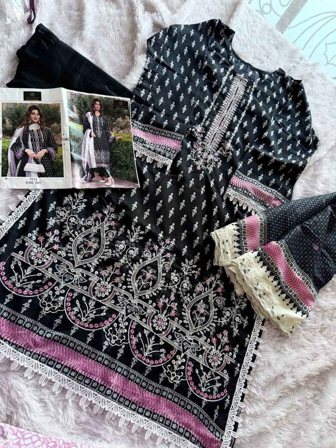 AALIZ PRINT LUXURY LAWN SELF EMBROIDERED DRESS MATERIAL AT WHOLESALE PRICE