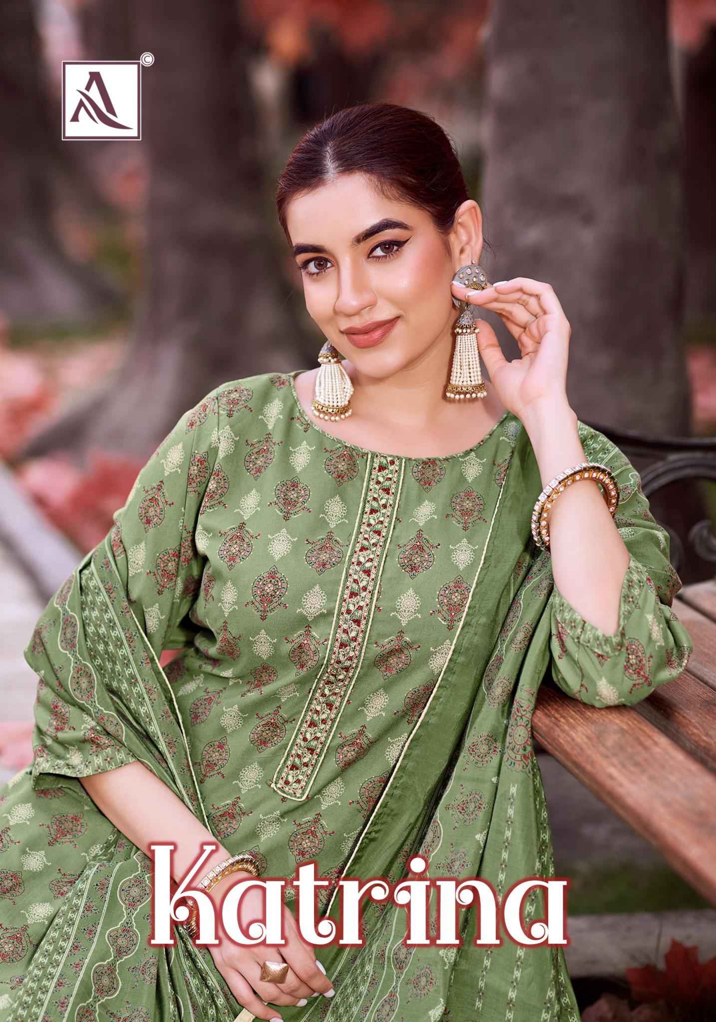 ALOK SUIT KATRINA PURE VISCOSE REYON DISCHARGE PRINTED DRESS MATERIAL AT WHOLESALE PRICE