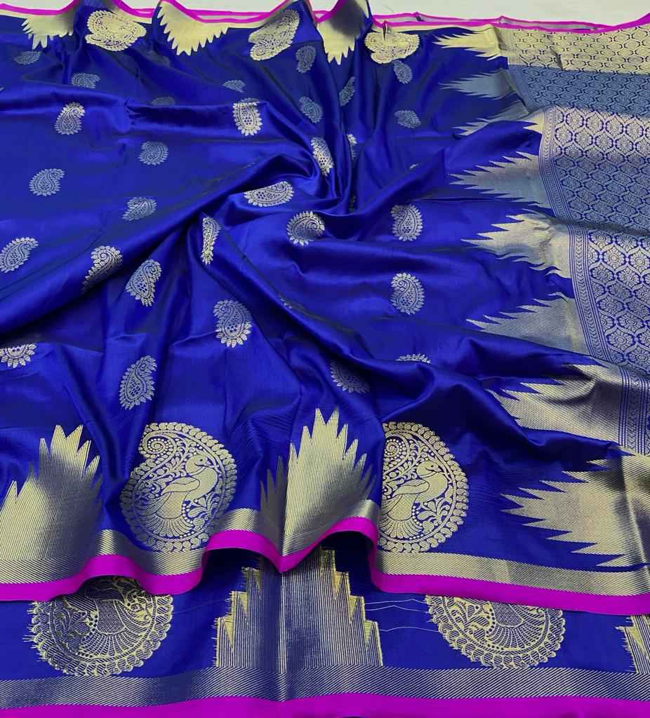 BANARASI SILK GOLD ZARI WEAVING WITH BIG BORDER SAREE AT WHOLESALE PRICE