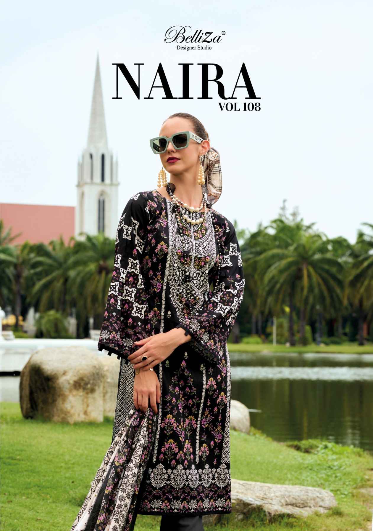 BELLIZA NAIRA VOL 108 PURE COTTON HEAVY SELF EMBROIDERY DRESS MATERIAL AT WHOLESALE PRICE