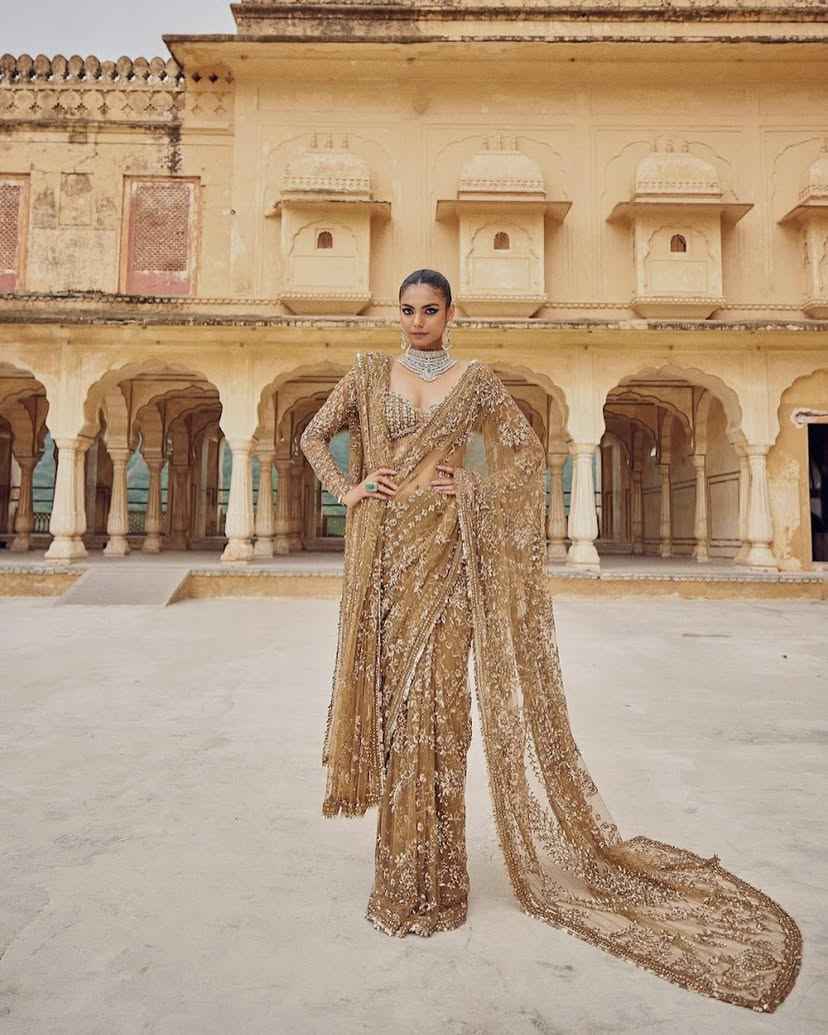 BOLLYWOOD STYLE HEAVY SEQUINS  EMBROIDERY NET SAREE AT WHOLESALE PRICE