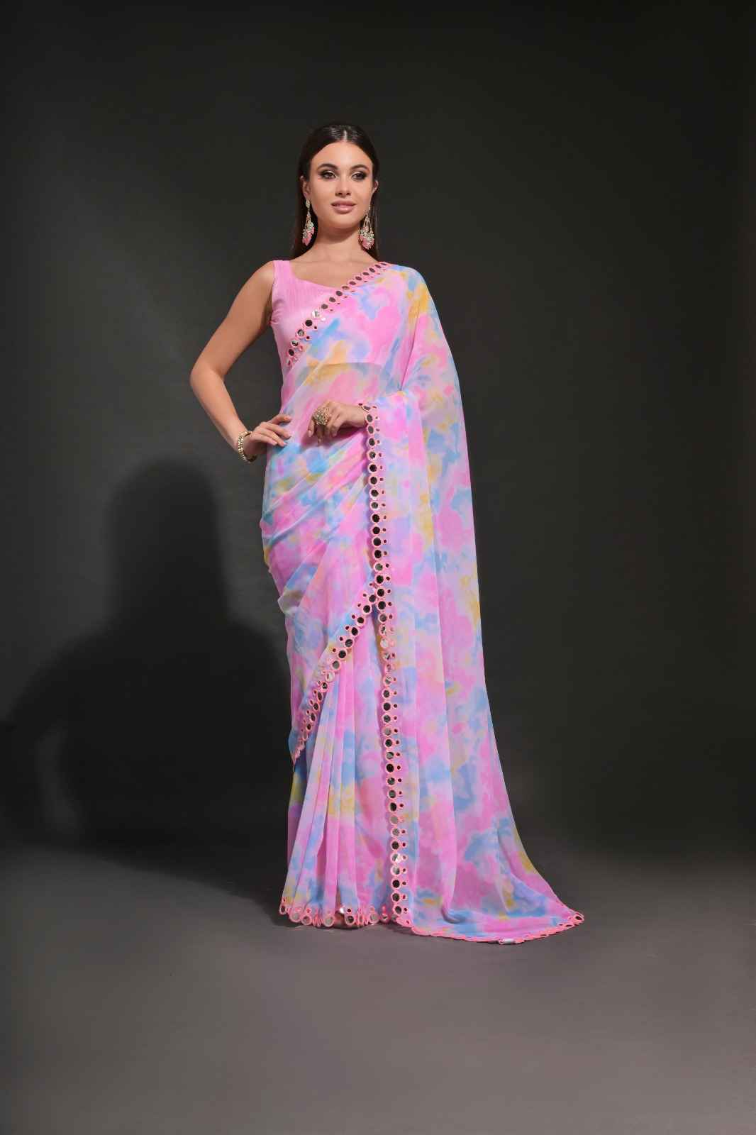 CHIFFON GEORGETTE WITH PRIZAM PRINT SAREE AT WHOLESALE PRICE