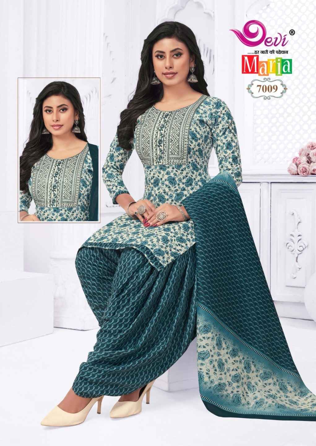 DEVI MARIA VOL-7 HEAVY INDO COTTON PRINTED EMBROIDERY DRESS AT WHOLESALE PRICE