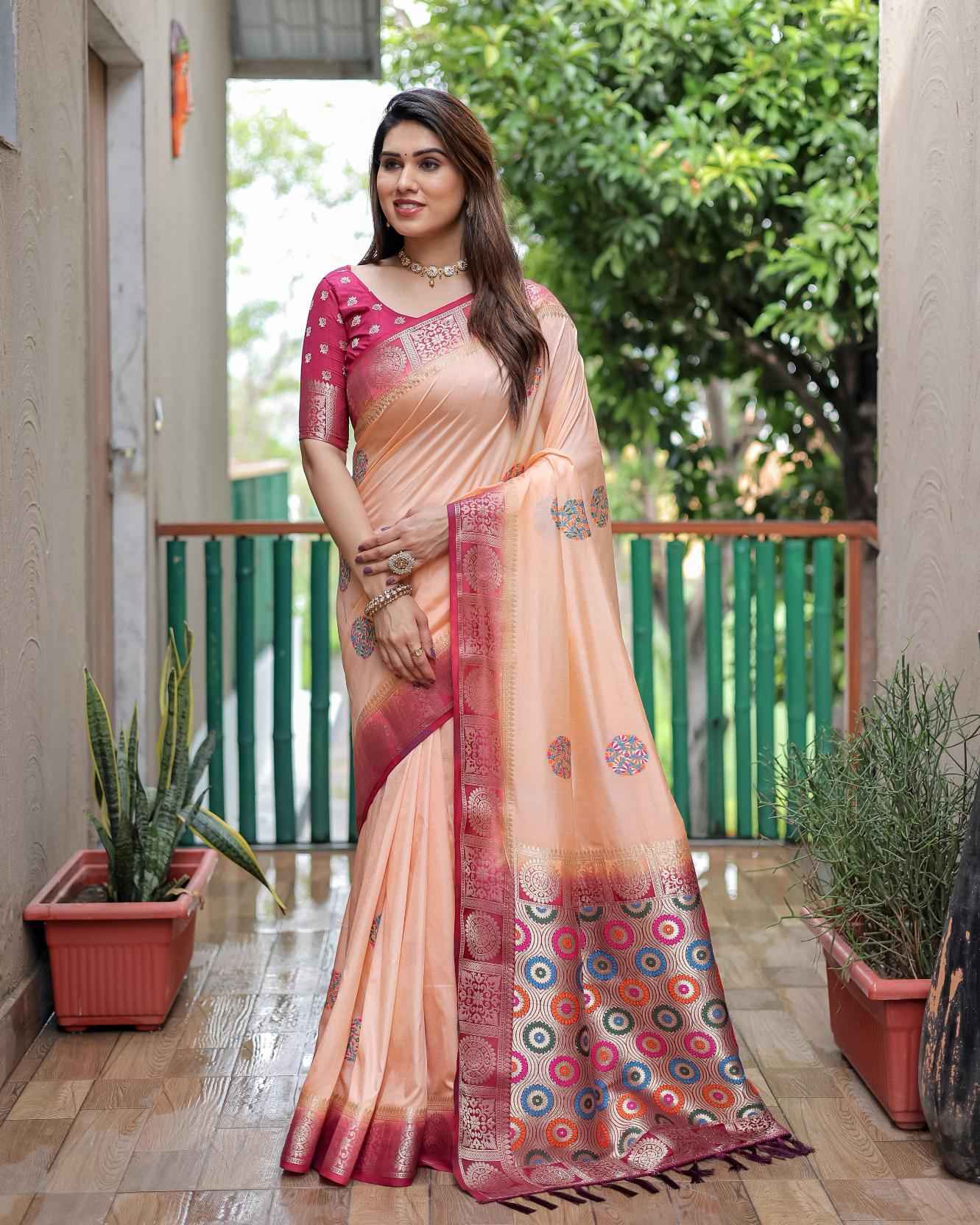 DOLA SILK UNIQUE BUTTA DESIGNS AND CONTRAST PALLU SAREE AT WHOLESALE PRICE