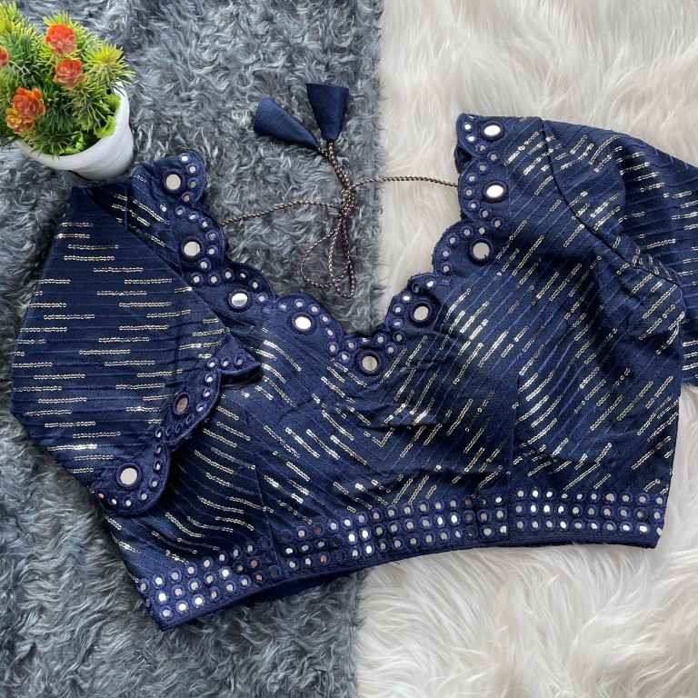 FANCY HEAVY REAL MIRROR WORK AND SEQUENCE BLOUSE AT WHOLESALE PRICE