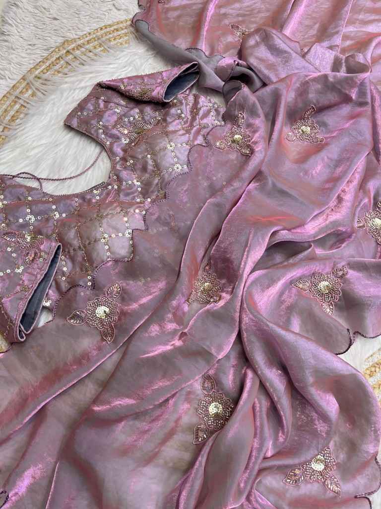 FENDI SATIN HEAVY BEETS AND SEQUENCE SAREE AT WHOLESALE PRICE