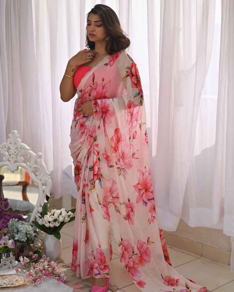 SOFT TEBBY SILK FLORAL PRINTED HANDWORK SAREE AT WHOLESALE PRICE 