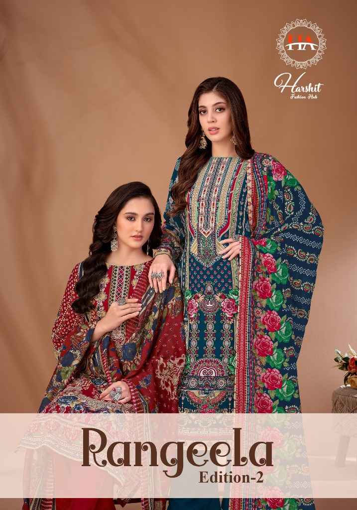 HARSHIT RANGEELA-2 PURE VISCOSE REYON PAKISTANI PRINTED DRESS MATERIAL AT WHOLESALE PRICE