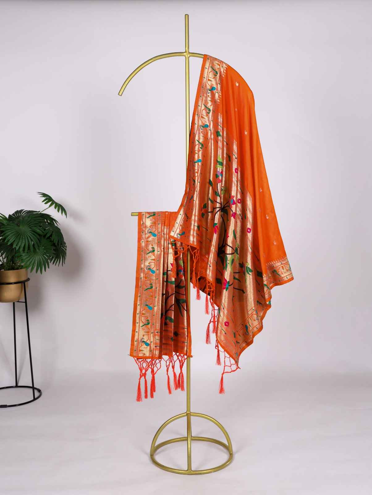 JACQUARD PAITHANI WEAVING ZARI WORK WITH TASSELS DUPATTA AT WHOLESALE PRICE