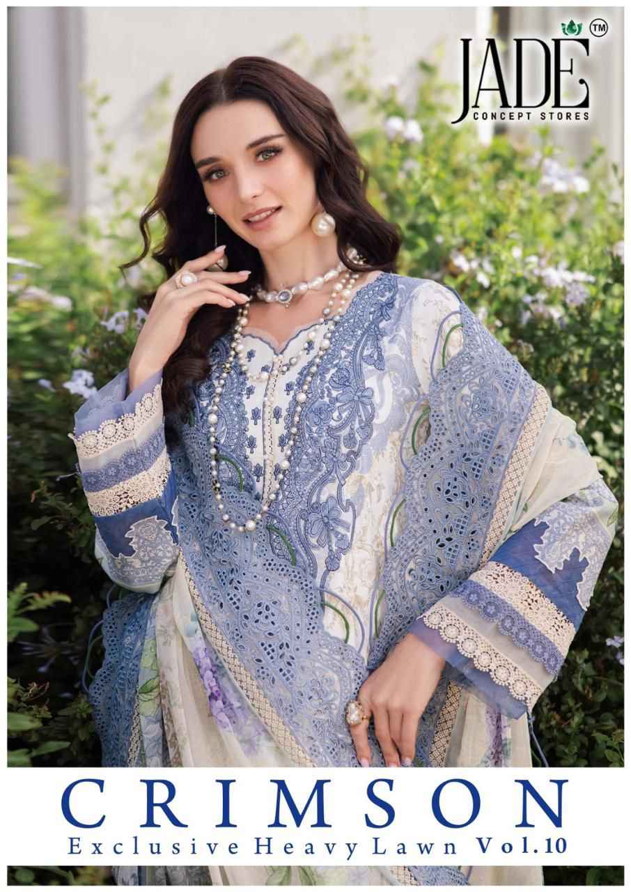 JADE CRIMSON EXCLUSIVE HEAVY LAWN COLLECTION VOL 10 DRESS MATERIAL AT WHOLESALE PRICE