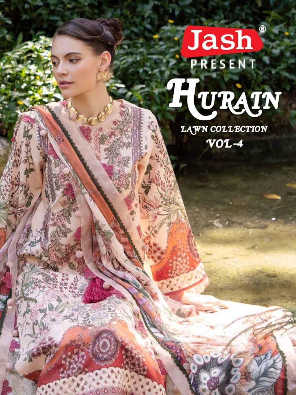 JASH HURAIN VOL-4 PURE  LOWN COTTON DRESS MATERIAL AT WHOLESALE PRICE
