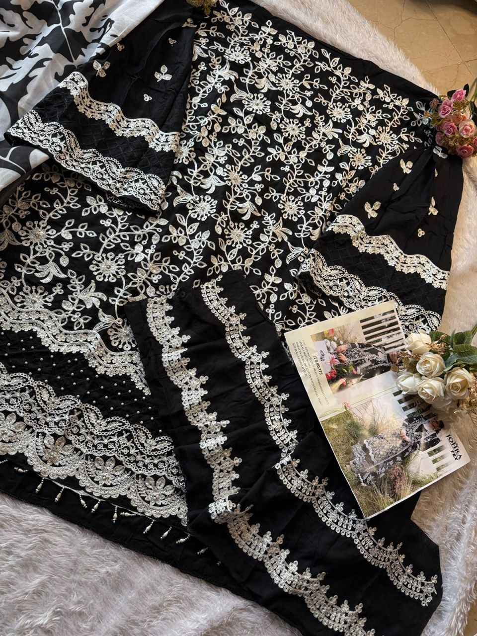 JOHRA TEX D NO 175 RAYYON COTTON WITH EMBROIDERED DRESS MATERIAL AT WHOLESALE PRICE