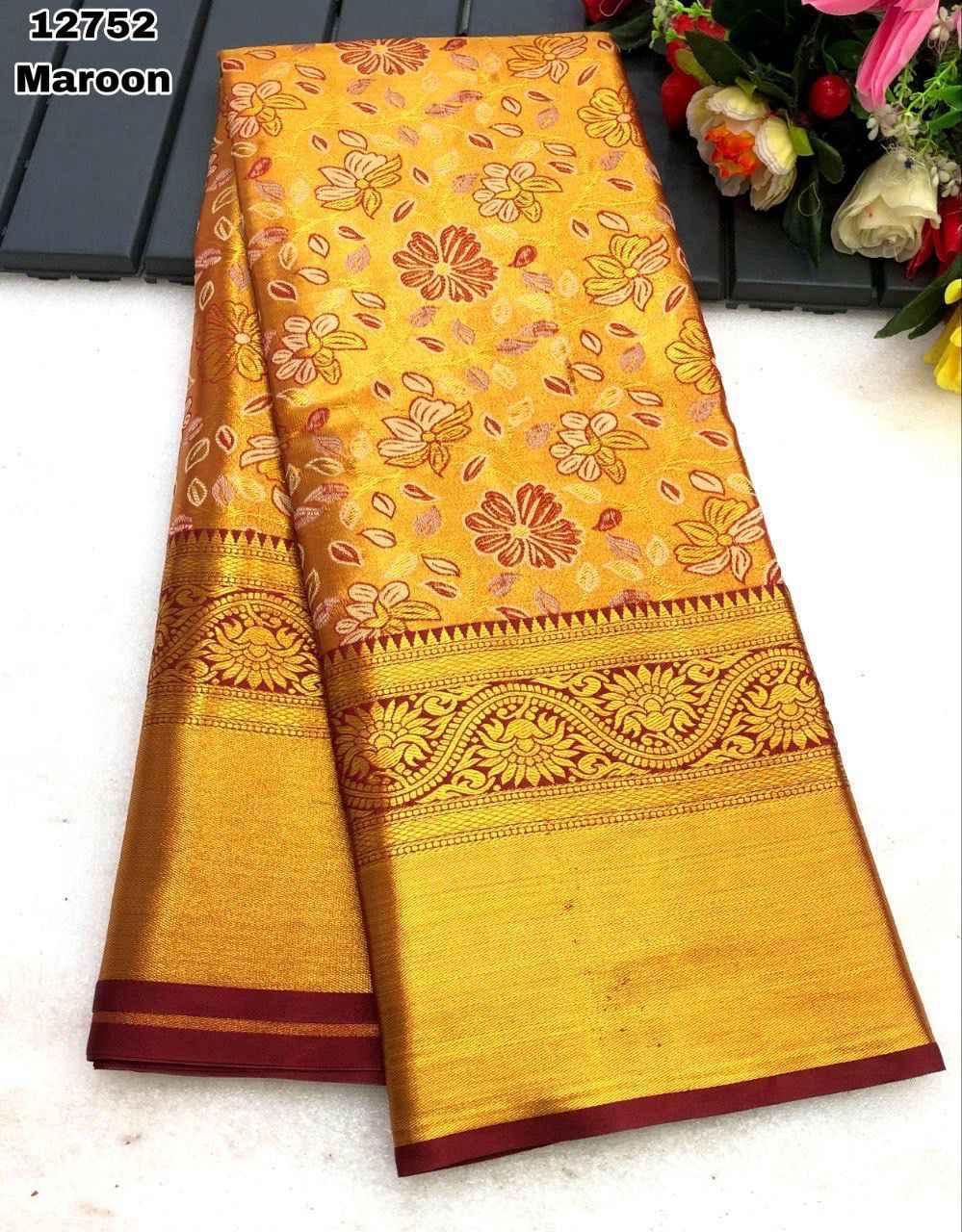 KANJIVIRAM PATTU SILK PURE GOLD ZARI WEAVING SAREE AT WHOLESALE PRICE