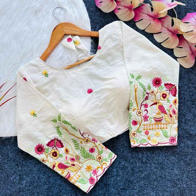 KHADI COTTON GOLDEN THREAD EMBROIDERY BLOUSE AT WHOLESALE PRICE