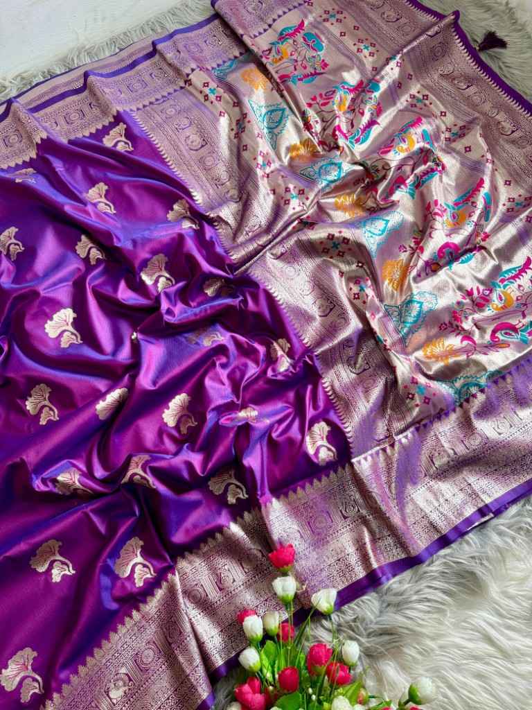 LOTUS PAITHANI SILK WITH NARAYANPETH BORDER SAREE AT WHOLESALE PRICE