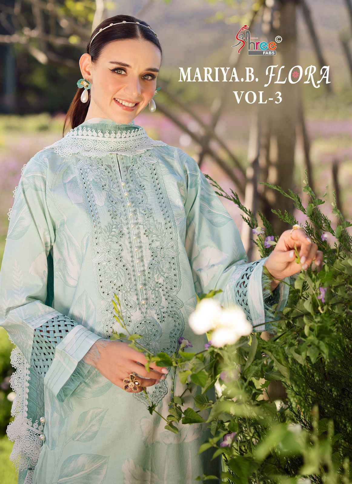 MARIA B FLORA VOL-03 PURE COTTON PRINTED DRESS MATERIAL AT WHOLESALE PRICE