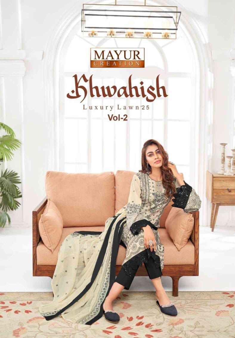 MAYUR KHWAHISH VOL 2 KARACHI STYLE LAWN  COTTON DRESS MATERIAL AT WHOLESALE PRICE