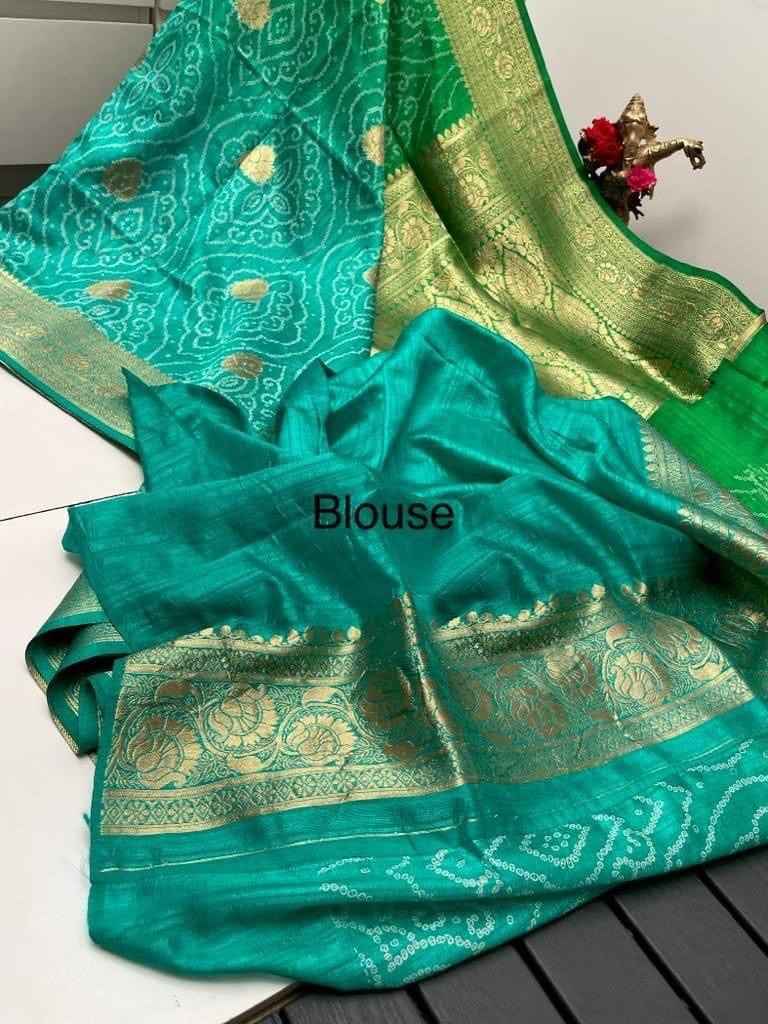 PREMIUM DOLA SOFT SILK WEAVED PATTERN BANDHEJ SAREE AT WHOLESALE PRICE