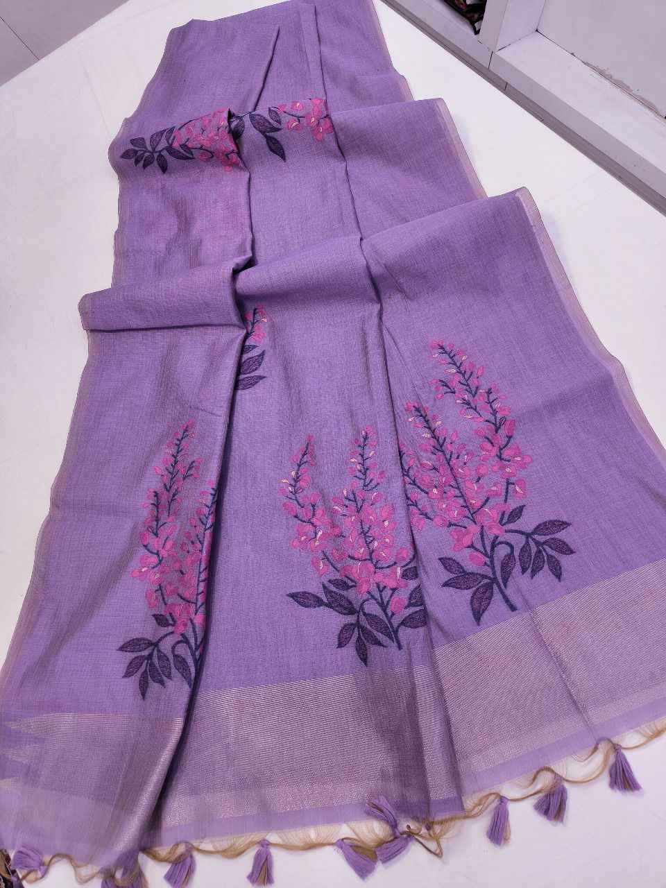PREMIUM SOFT MUGA SILK FLORAL WEAVING SAREE AT WHOLESALE PRICE