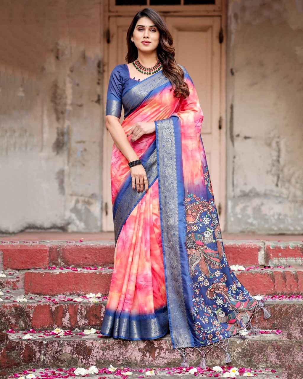 PREMIUM TUSSAR SILK TRADITIONAL BANDHANI DIGITAL PRINTED SAREE AT WHOLESALE PRICE