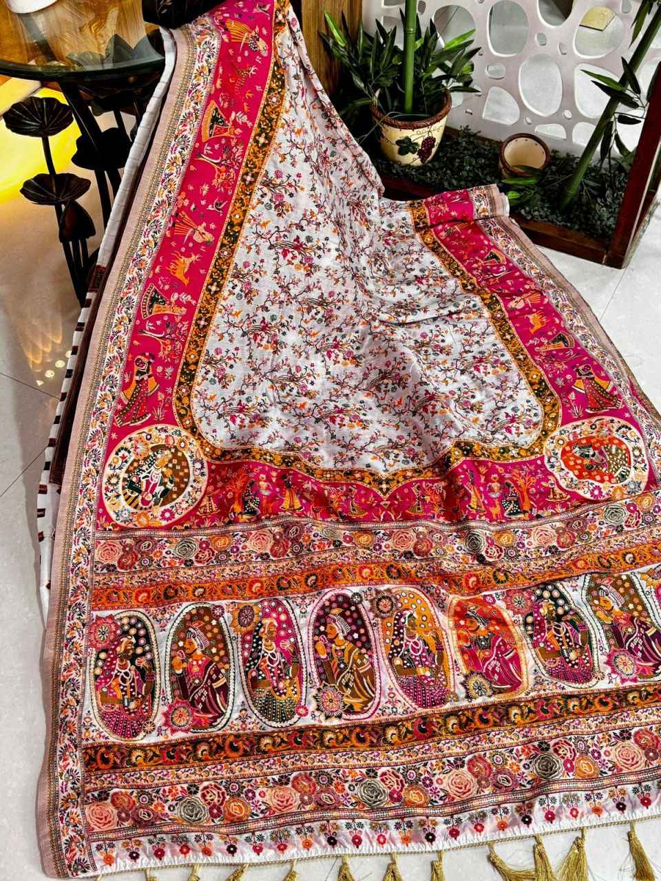 PURE AND SOFT RAJWADI PASHMINA SILK WEAVING SAREE AT WHOLESALE PRICE