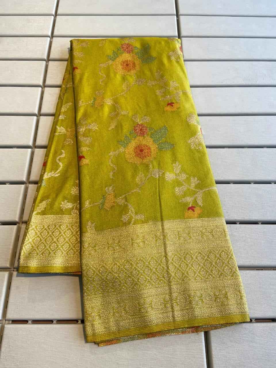 PURE CREPE KHADI SILK WITH MEENAKARI WEAVING SAREE AT WHOLESALE PRICE