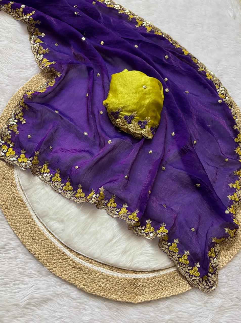 PURE FENDY SATIN EMBROIDERED SAREE AT WHOLESALE PRICE