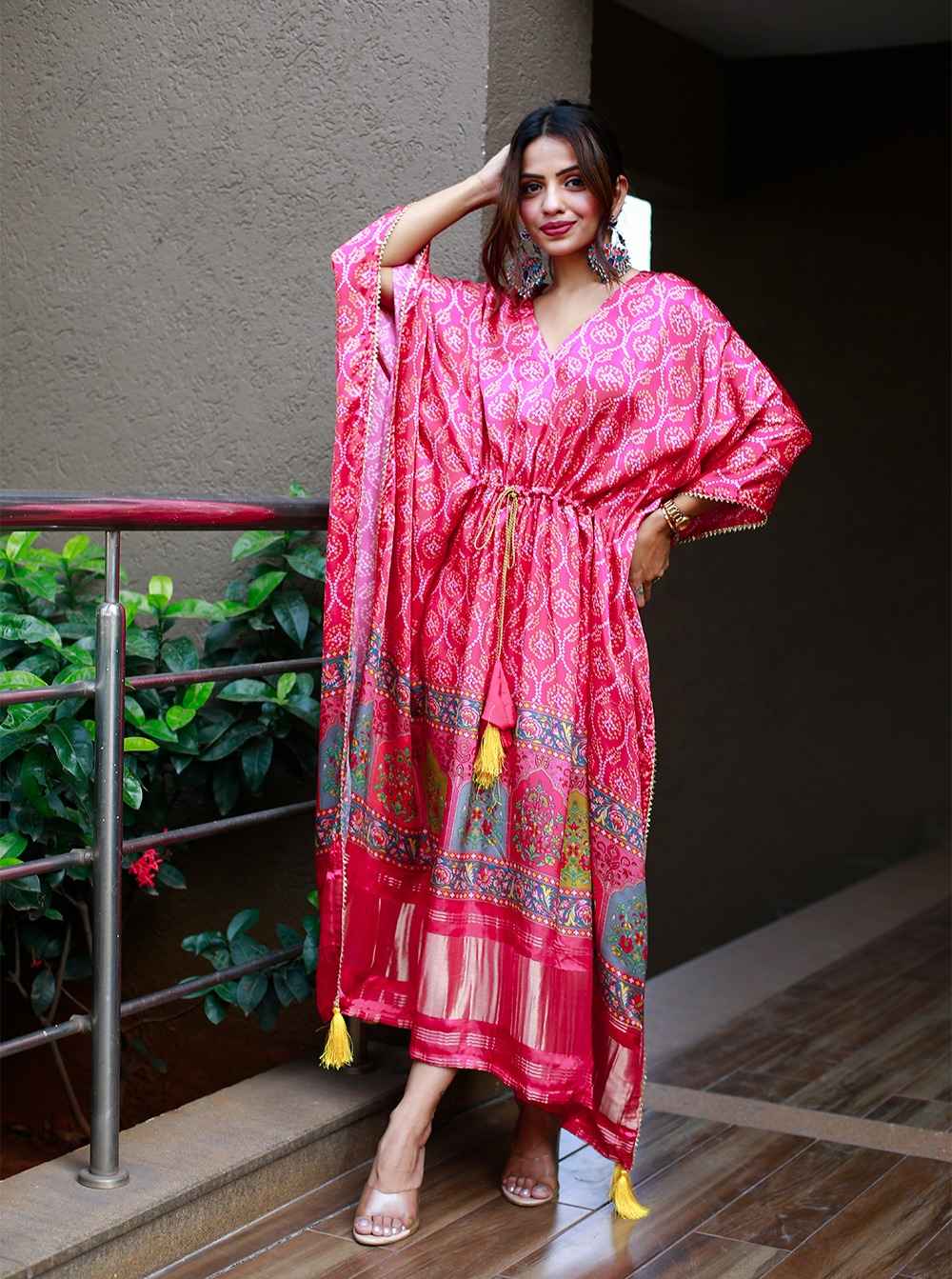 PURE GAJI SILK DIGITAL PRINT WITH GOTTA PATTI LACE BORDER KAFTAN AT WHOLESALE PRICE