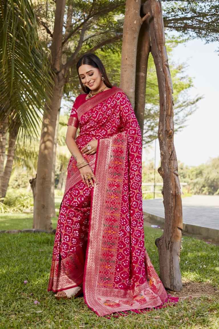 PURE GHARCHOLA BANDHEJ SILK WITH MINAKARI ZARI SAREE AT WHOLESALE PRICE