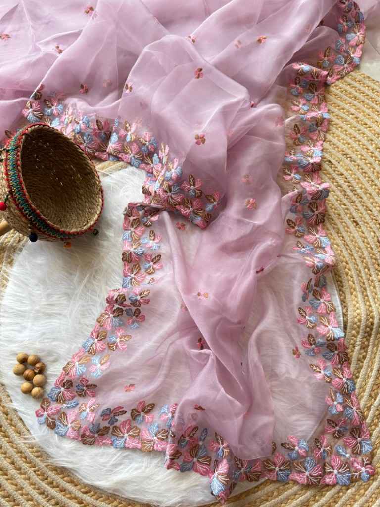 PURE ORGANZA SILK WITH EMBROIDERY WORK SAREE AT WHOLESALE PRICE