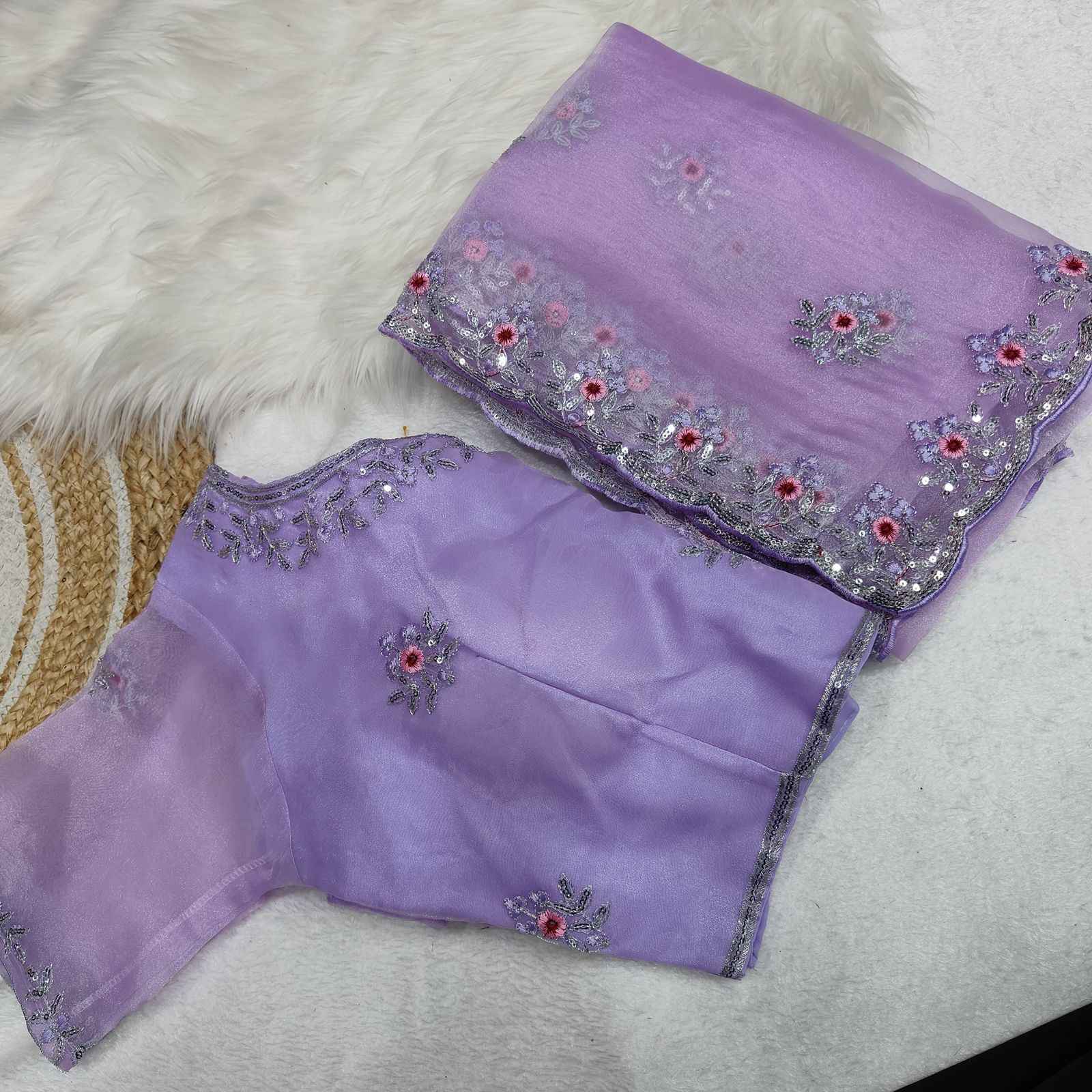 PURE ORGENZA SILK WITH SEQUENCE EMBROIDERY SAREE AT WHOLESALE PRICE