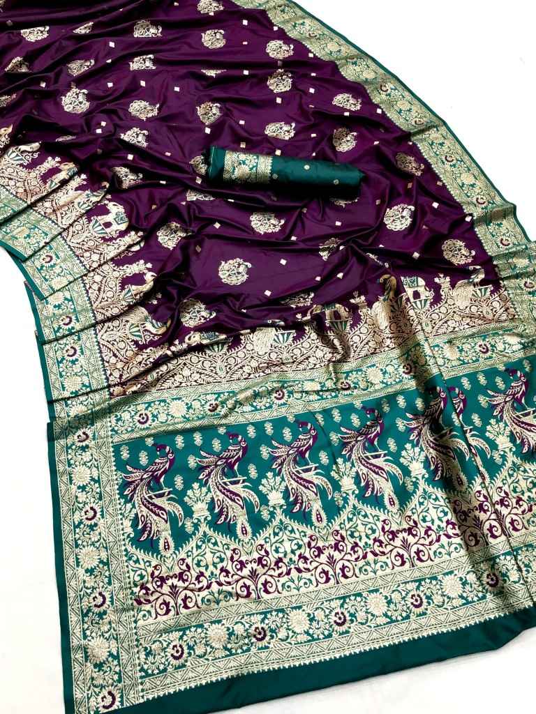 PURE PAITHANI TYPE BANARASI SILK WITH GOLDN ZARI WEAVING SAREE AT WHOLESALE PRICE