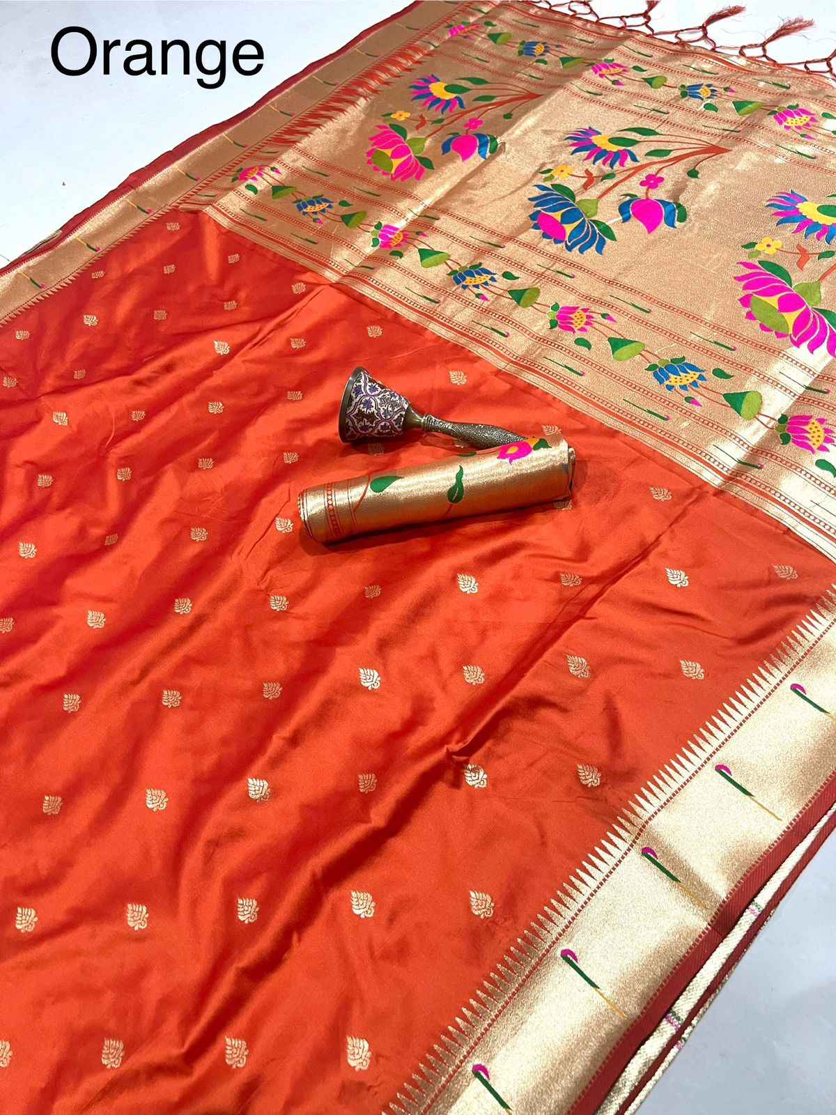 PURE SOFT GOLD ZARI KANCHIVRAM PAITHANI SILK WEAVING SAREE AT WHOLESALE PRICE