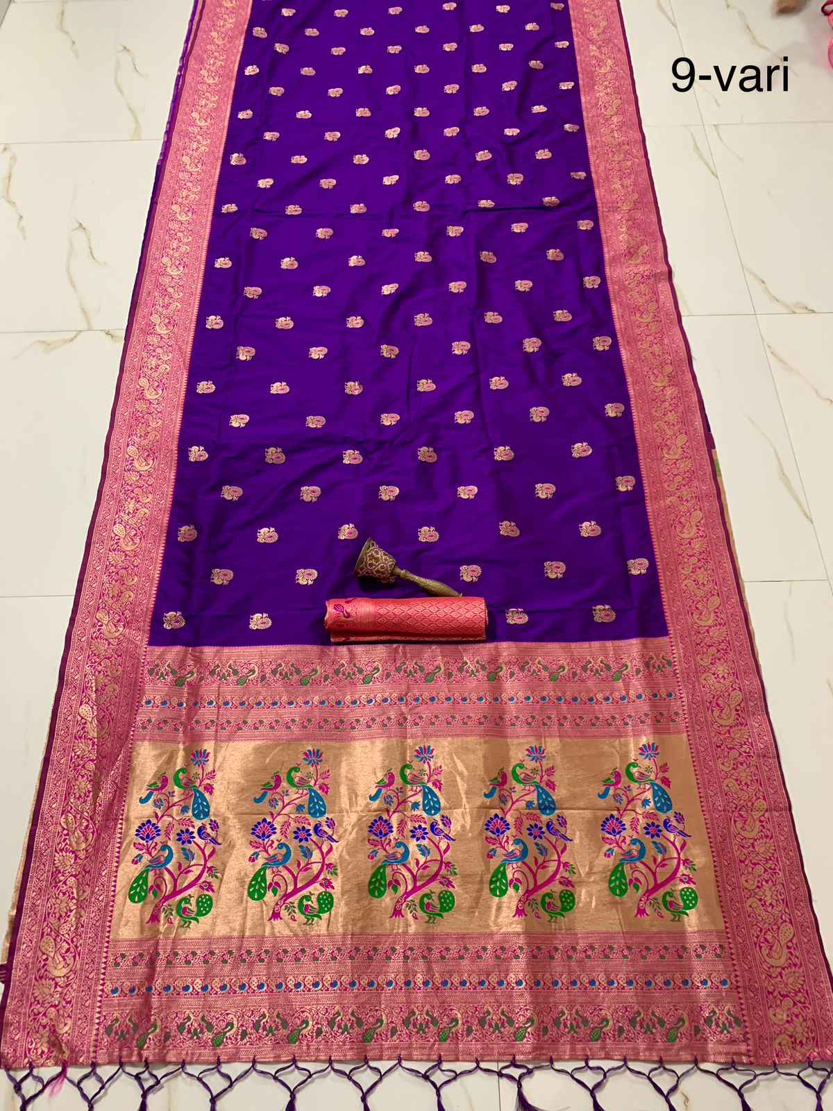 PURE SOFT KANCHIVRAM PETHANI SILK 9 YARD ZARI WEAVING SAREE AT WHOLESALE PRICE