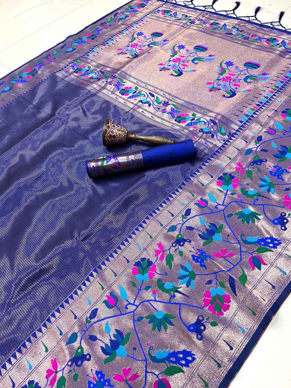 PURE SOFT KANCHIVRAM TISSUE PETHANI SILK CONTRAST BODER SAREE AT WHOLESALE PRICE