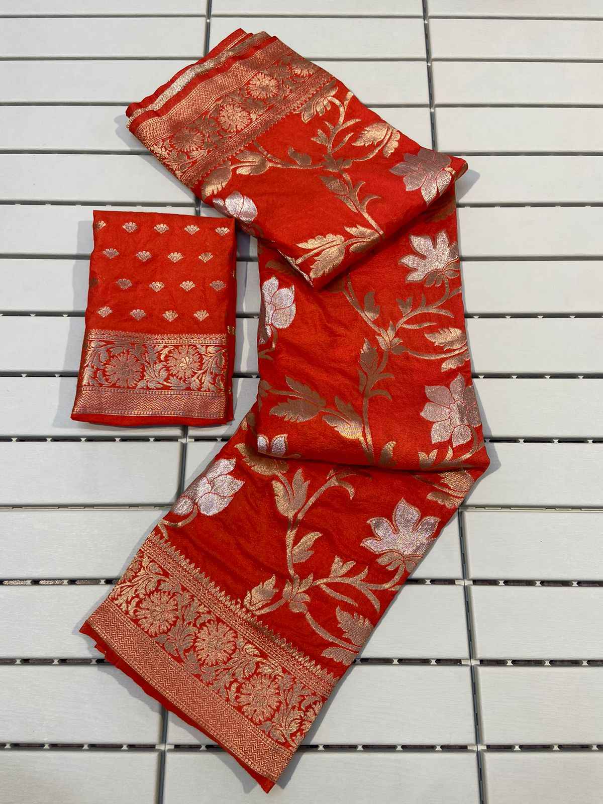 PURE SOFT KHADI GEORGETTE SILK WITH FANCY TASSELS SAREE AT WHOLESALE PRICE