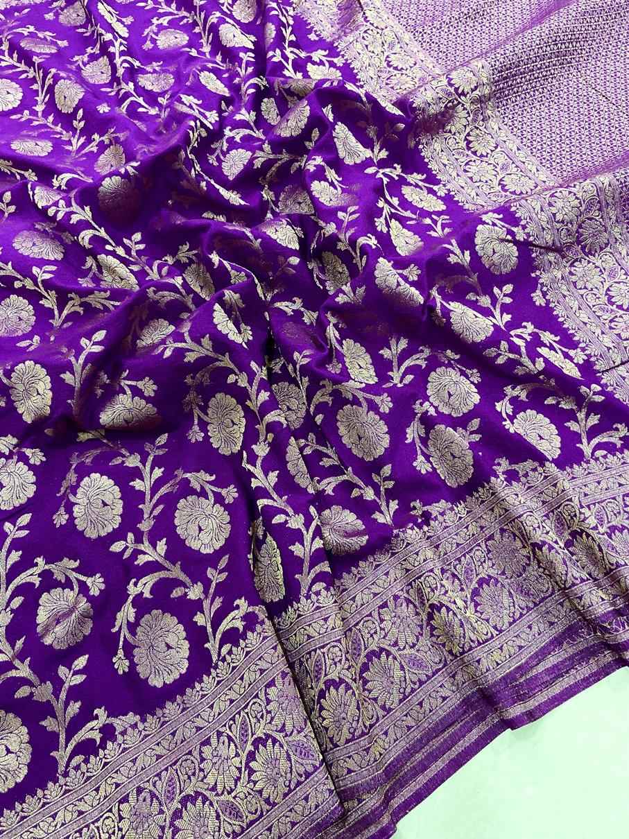 PURE SOFT KHADI GEORGETTE SILK ZARI PICHWAI SAREE AT WHOLESALE PRICE