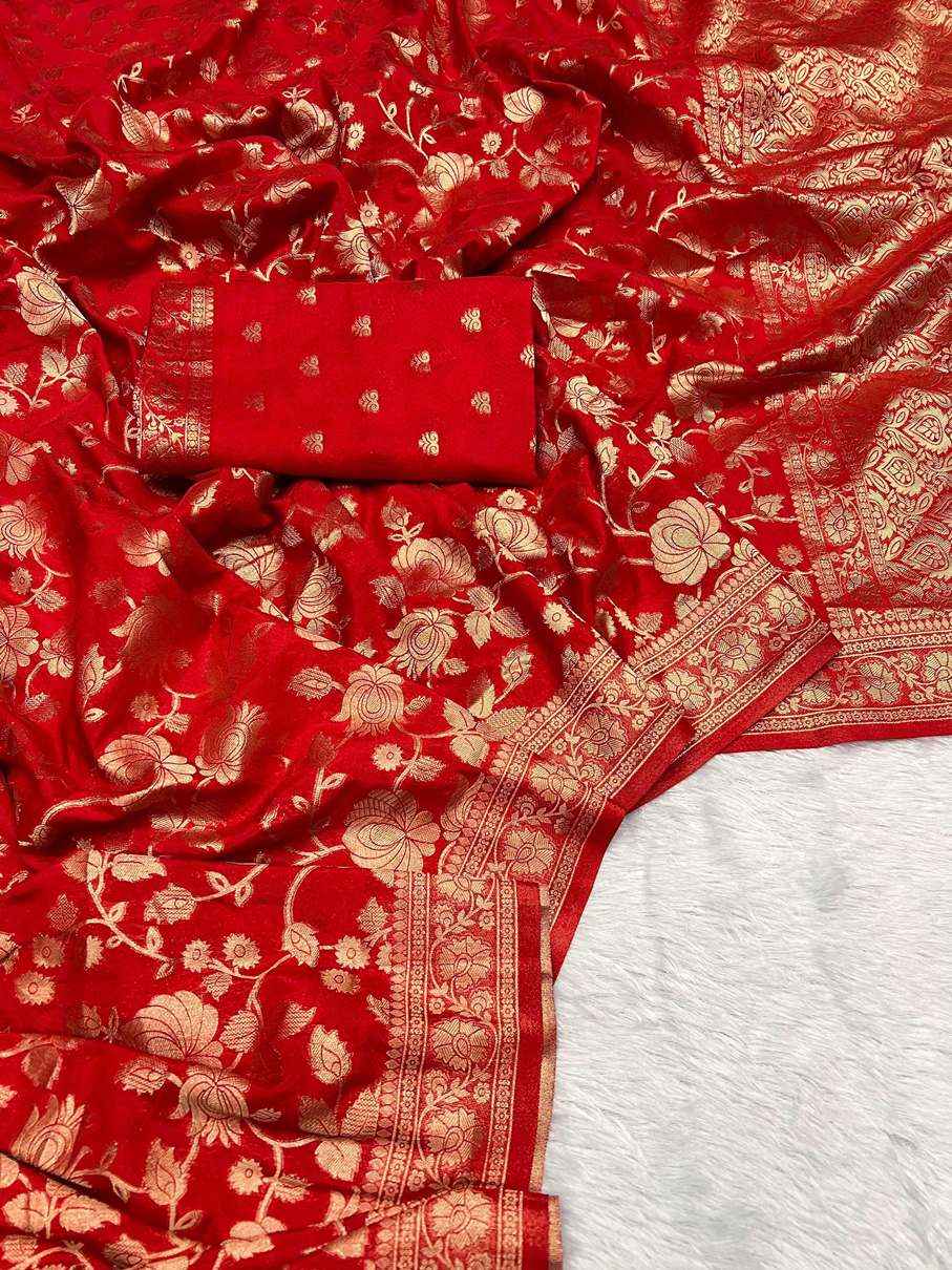 PURE SOFT KHADI GEORGETTE SILK ZARI PICHWAI WOOVEN PALLU SAREE AT WHOLESALE PRICE