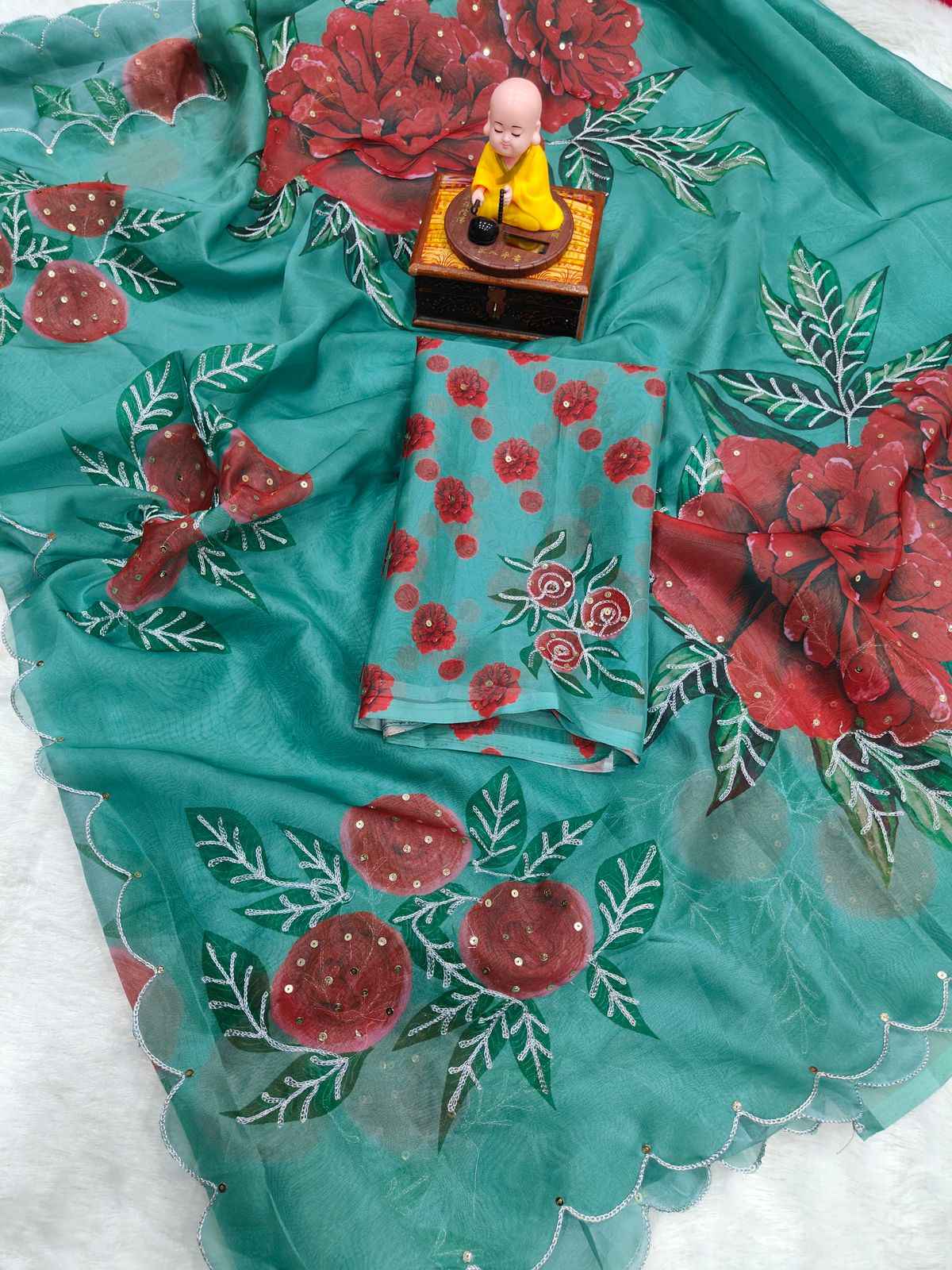 PURE SOFT TABBY ORGENZA DIGITAL PRINT SAREE AT WHOLESALE PRICE