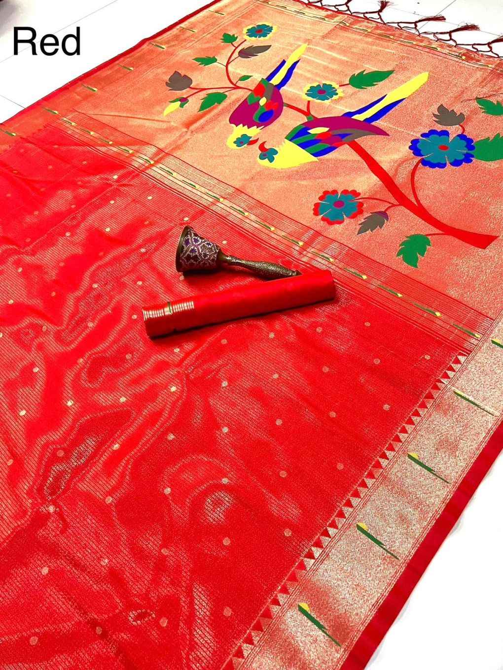 PURE SOFT ZARI KANCHIVRAM TISSUE PAITHANI SILK MUNIYA BODER SAREE AT WHOLESALE PRICE