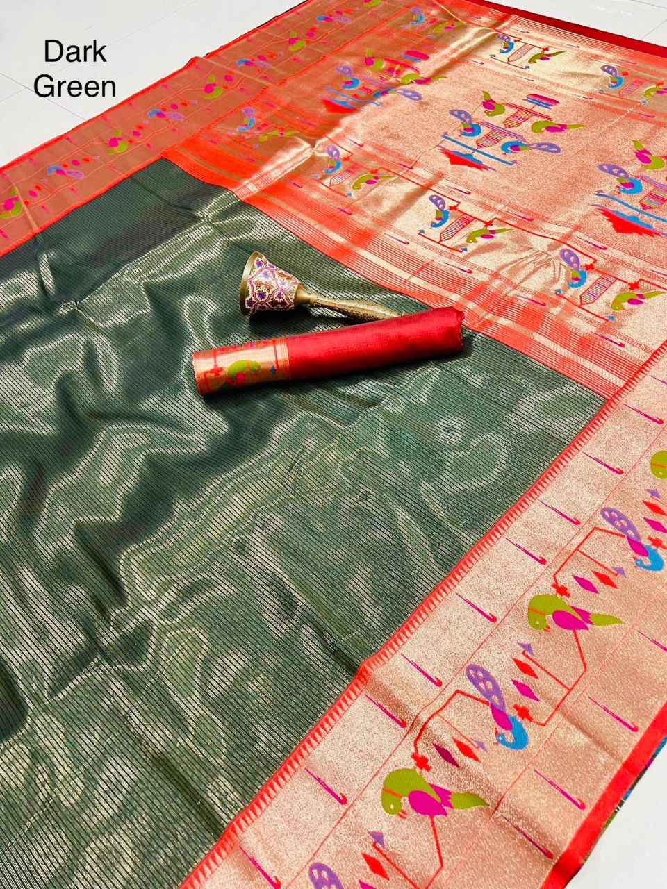 PURE SOFT ZARI KANCHIVRAM TISSUE PAITHANI SILK SAREE AT WHOLSALE PRICE
