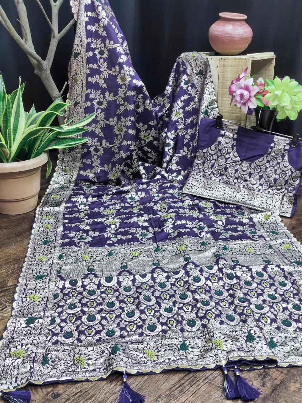 PURE VISCOSE DOLLA SILK WITH HEAVY MEENAKARI WEAVING SAREE AT WHOLESALE PRICE