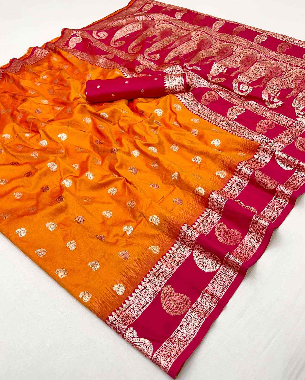 SOFT BANARASI SILK ZARI WEAVING MEENAKARI DESIGN SAREE AT WHOLESALE PRICE