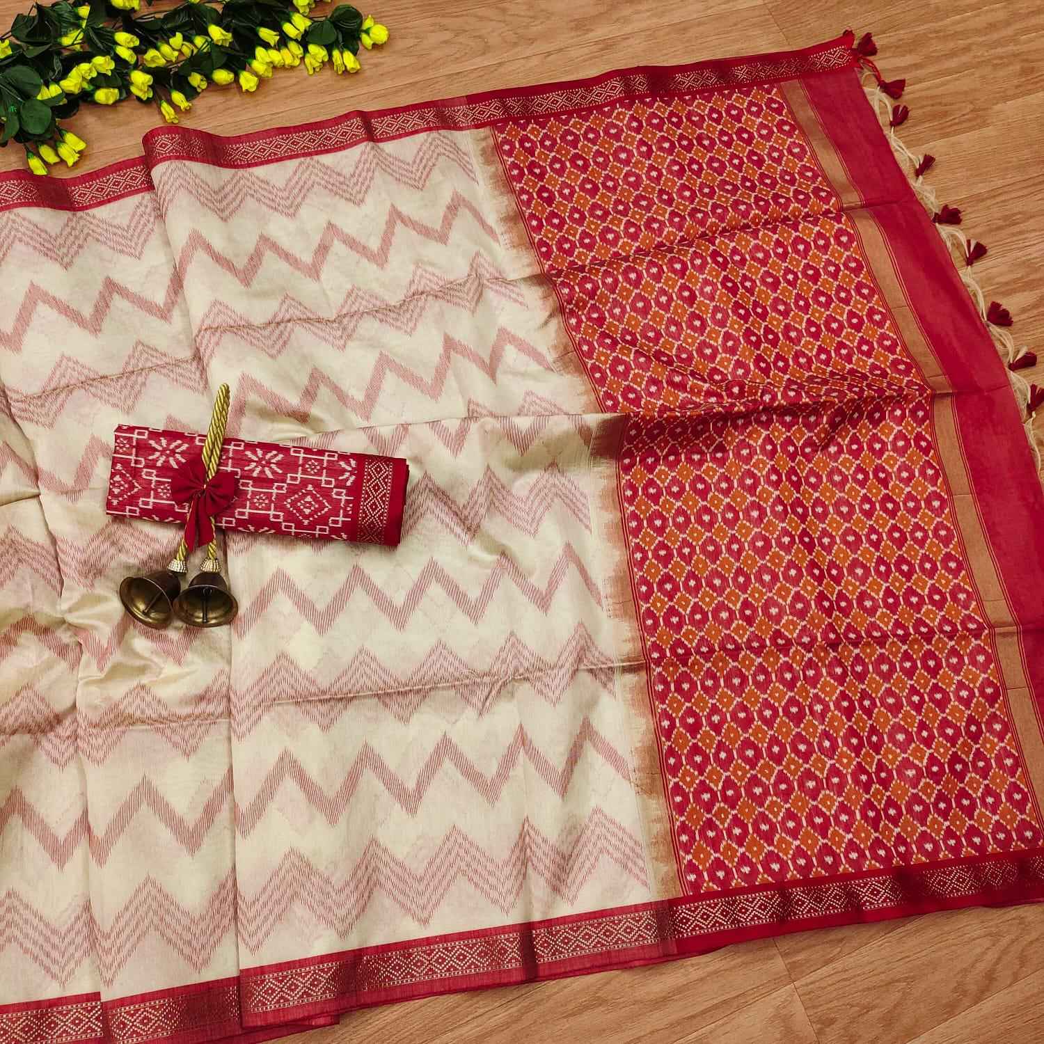 SOFT DESI TUSSAR SILK LAHERIYA ZARI WOVEN SAREE AT WHOLESALE PRICE