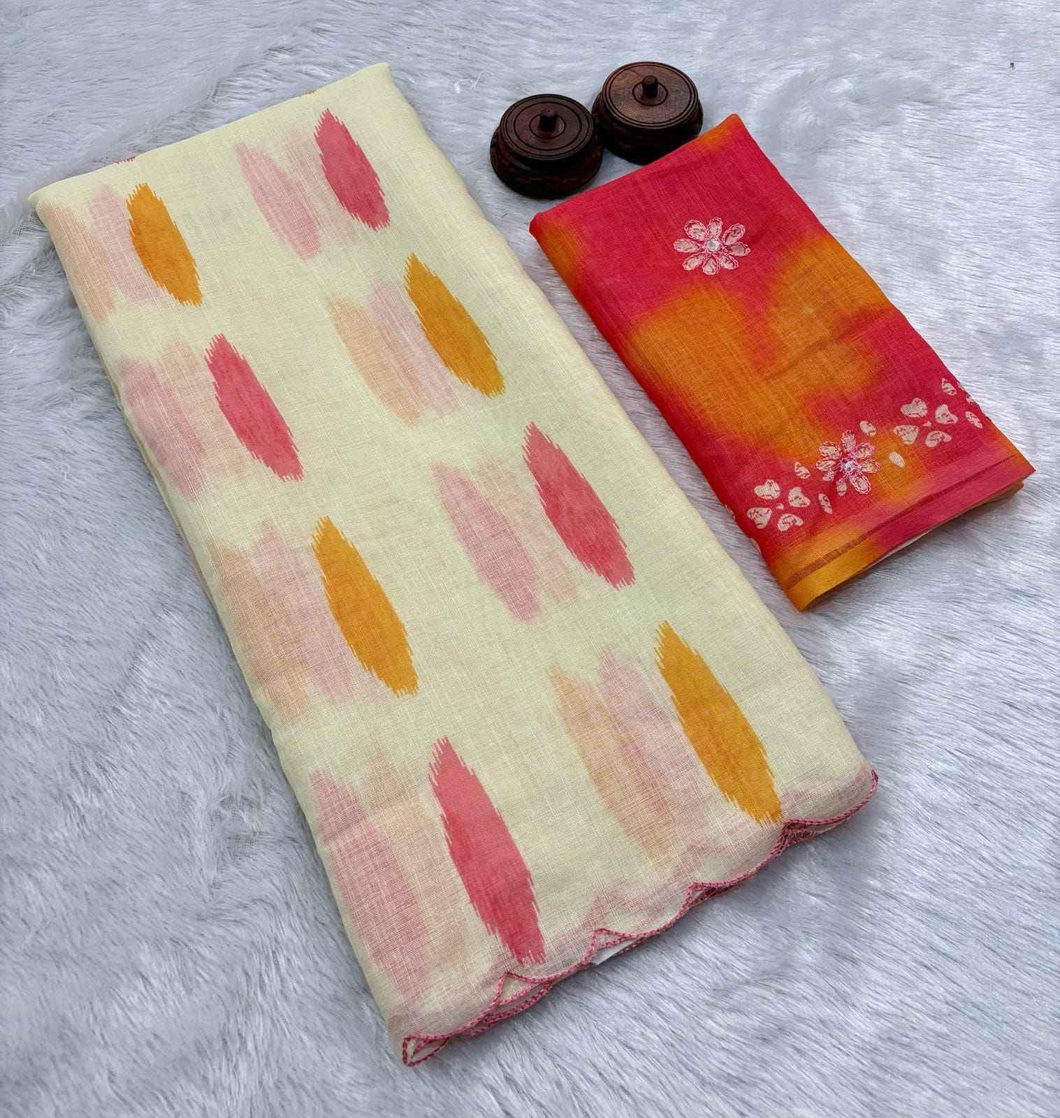 SOFT LINEN COTTON BATIK DIGITAL PRINT SAREE AT WHOLESALE PRICE