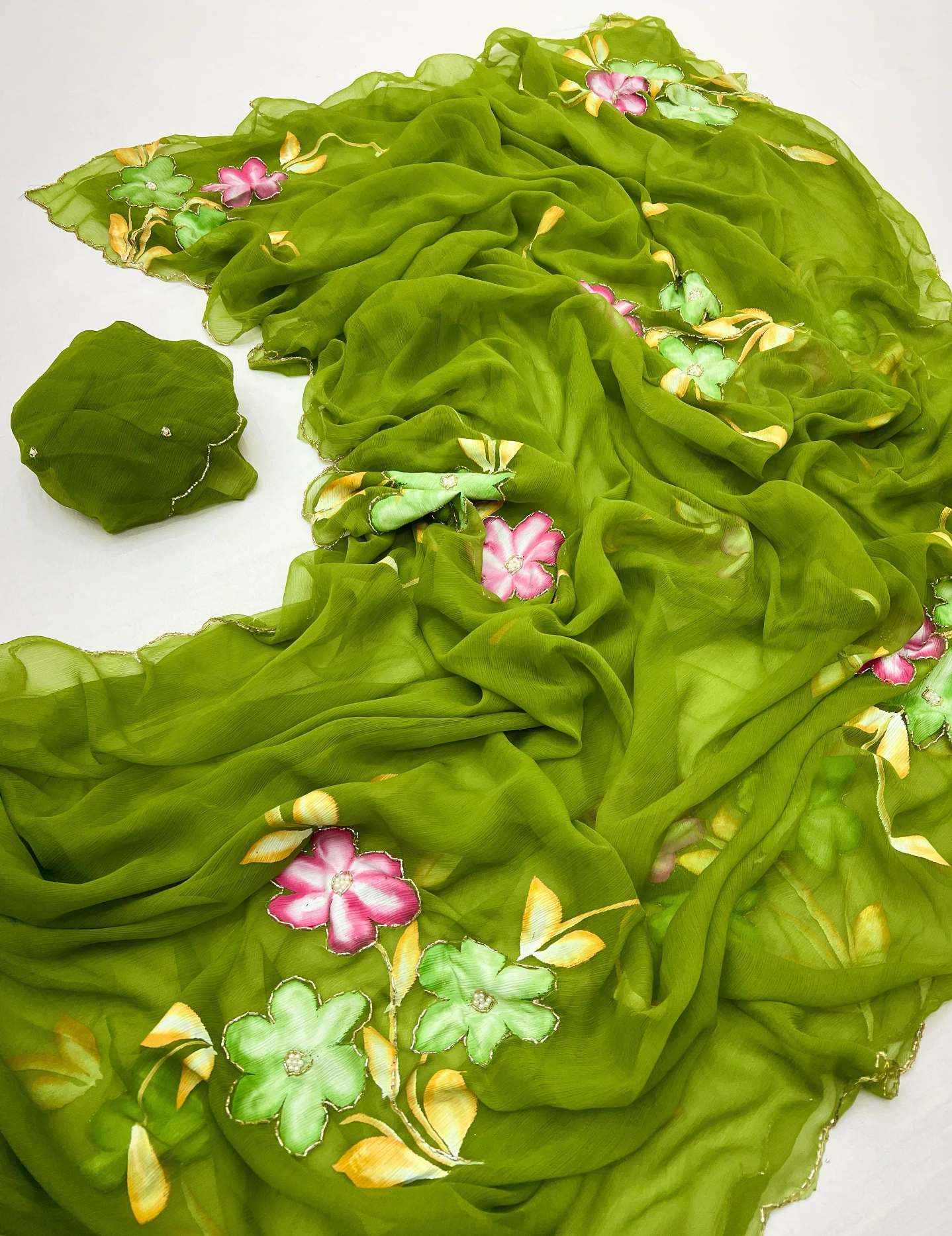 SOFT PURE SIFFON HANDWORK LIGHT WEIGHT SAREES AT WHOLESALE PRICE