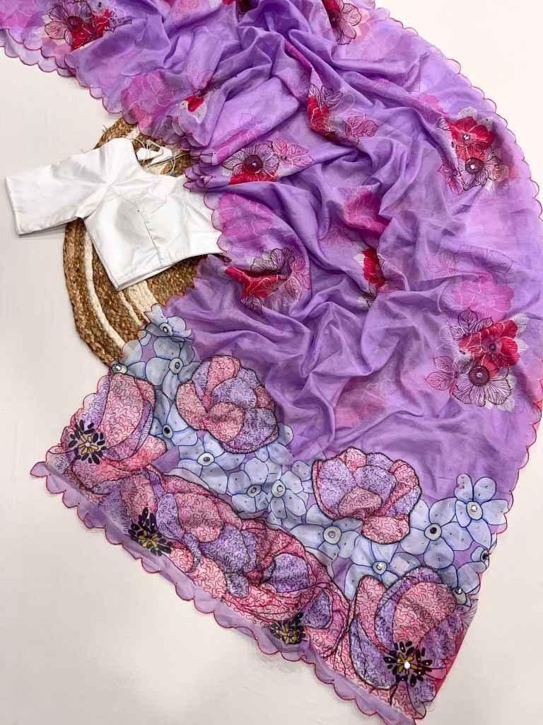 SOFT TEBBY SILK HANDWORK ORGANZA SAREE AT WHOLESALE PRICE