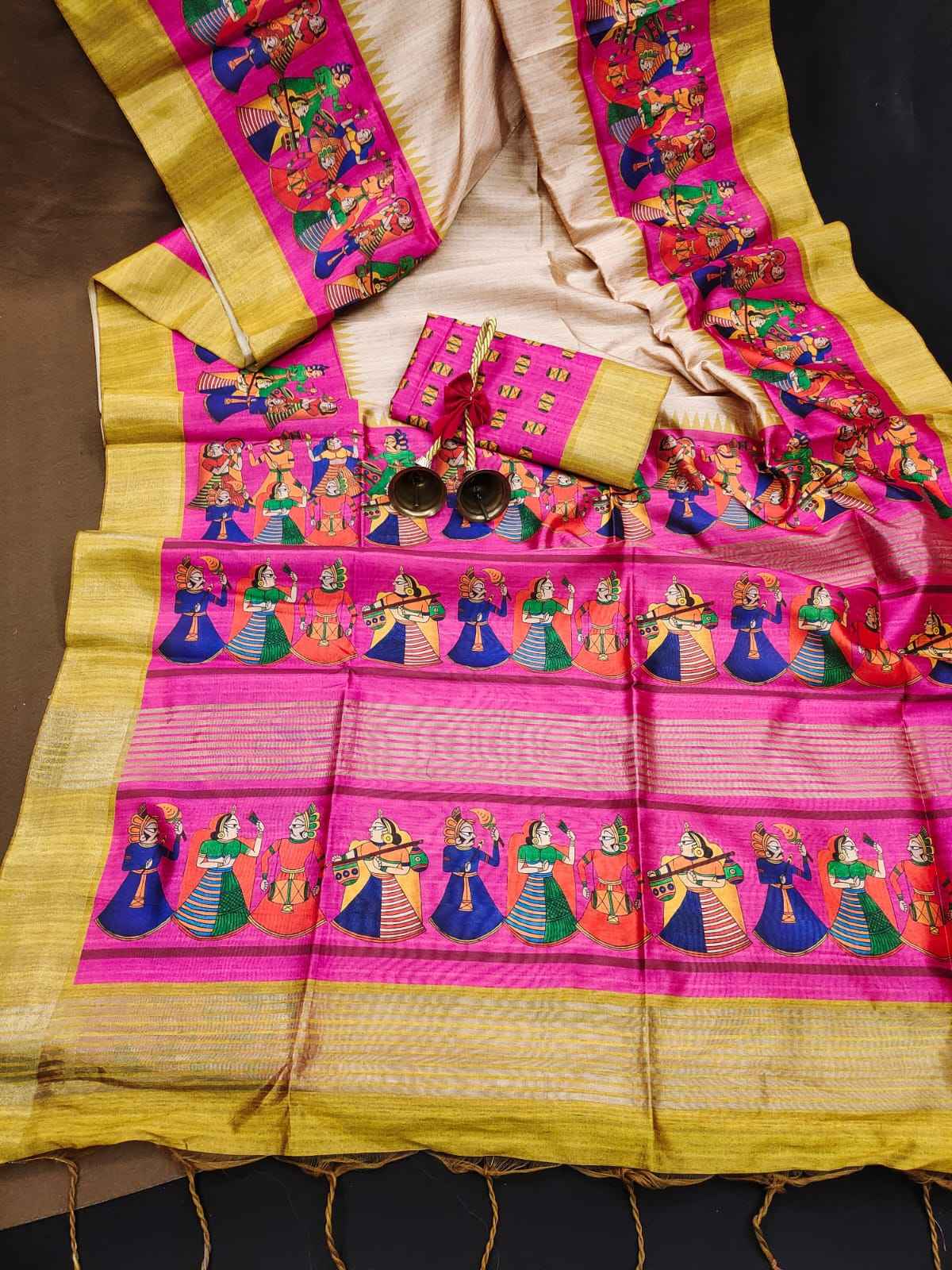 SOFT TUSSAR SILK KALAMKARI ZARI PRINT SAREE AT WHOLESALE PRICE