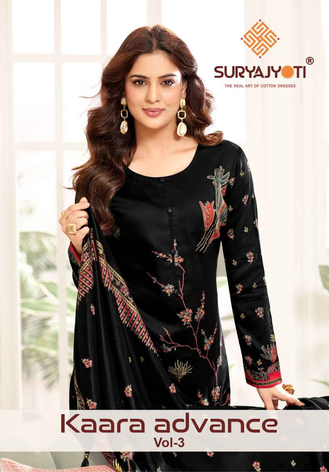 SURYAJYOTI KAARA ADVANCE VOL-3 JAAM SATIN DISCHARGE PRINTED DRESS MATERIAL AT WHOLESALE PRICE