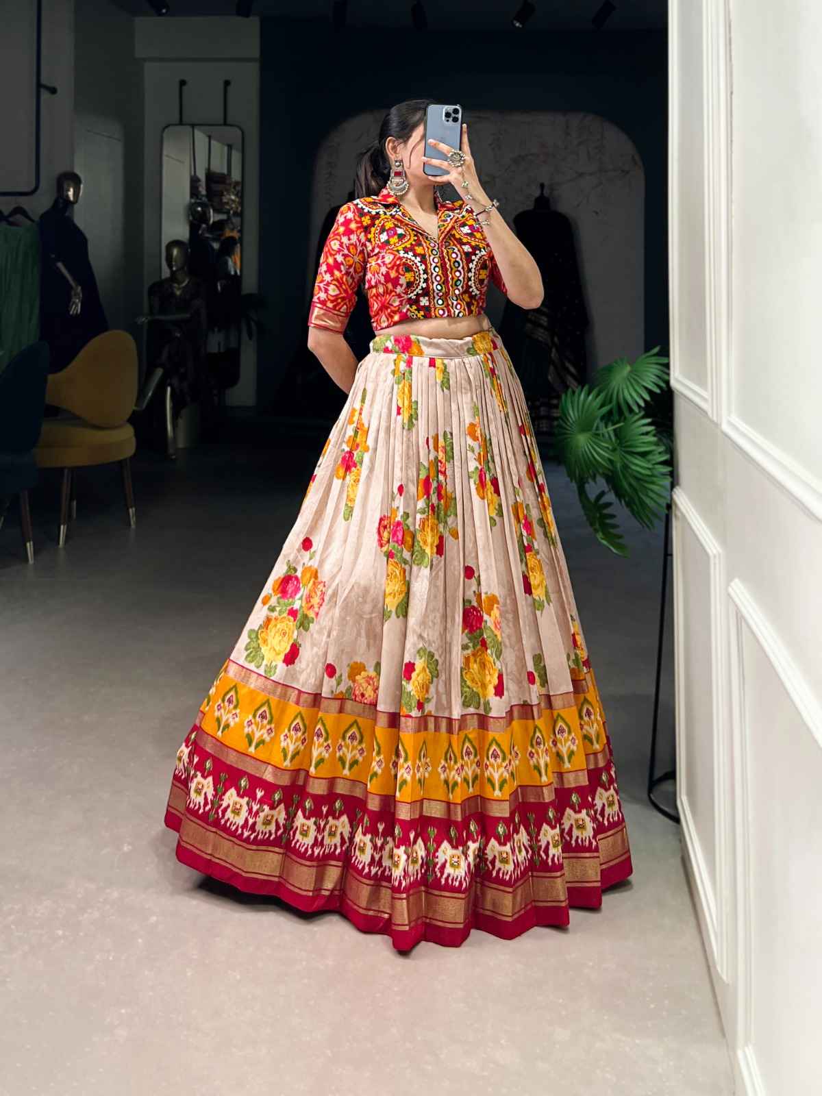 TUSSAR SILK AND COTTON GAMTHI WORK WITH GOTA PATTI LEHENGA CHOLI AT WHOLESALE PRICE